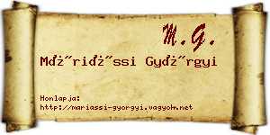 Máriássi Györgyi névjegykártya